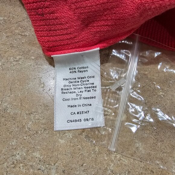 NWT Talbots Petites Chevron Cardigan Sweater 3/4 Sleeve Coral Size PM - Picture 6 of 6